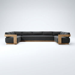 Aris U Shaped Sofa Teak - Front View
